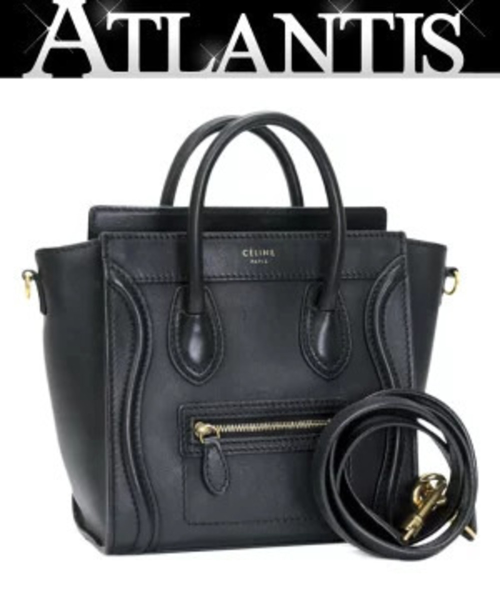 Celine Luggage Tote Shopper Bag Leather Black